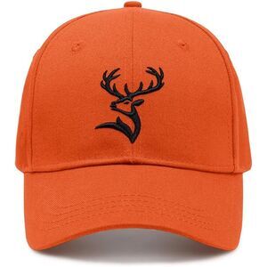 Unisex Orange Deer Head Embroidery Adjustable Size Classic Hunting Baseball Cap